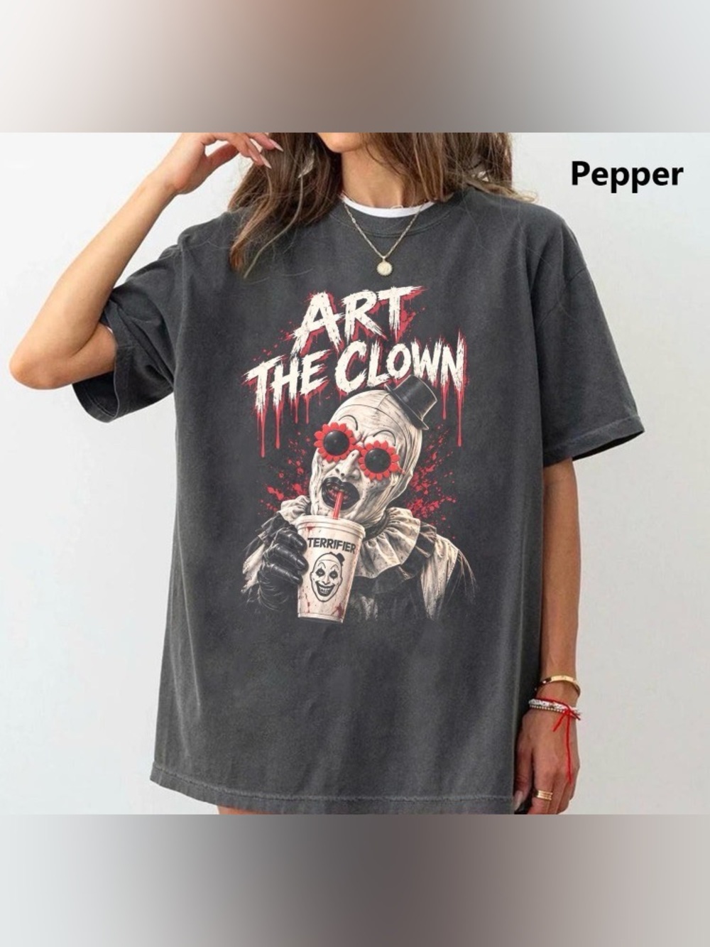 Comfort Colors 90s Horror Movie T-shirt, Art The Clown Terrifier Graphic T-Shirt